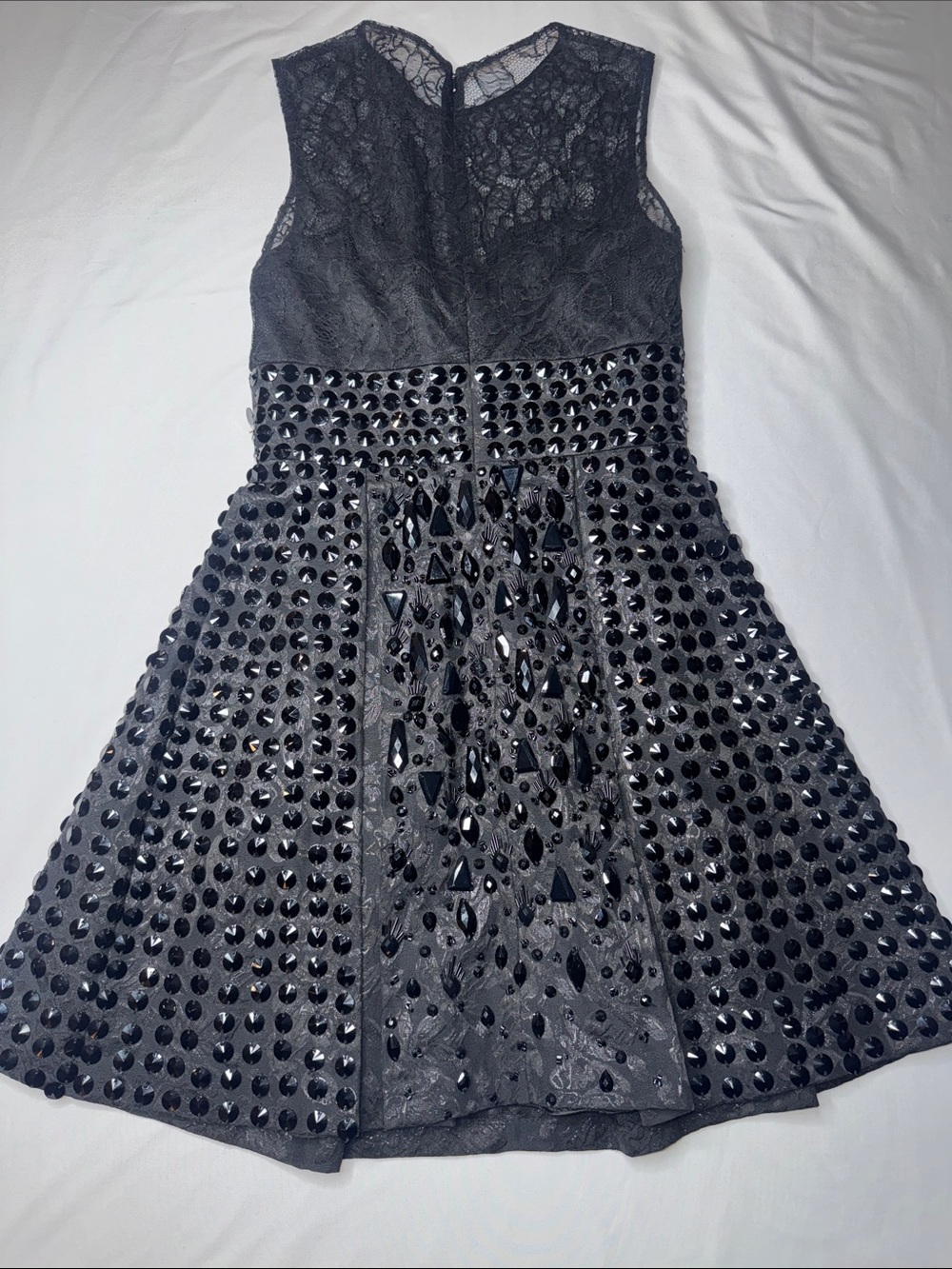 Jovani Black Lace Crystal Embellished Cocktail Dress Size 2 Beaded Formal - Picture 8 of 8
